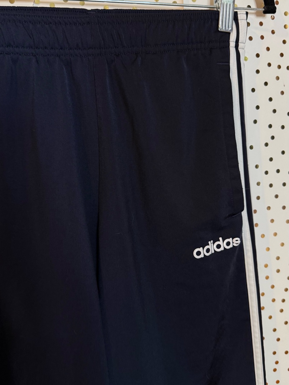 Adidas Navy Track Pants with White Stripes - Picture 2 of 6